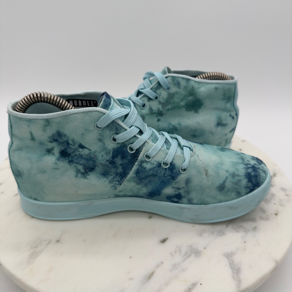 NoBull Canvas Mid Trainers Womens 7 Blue Aqua Tie Dye High Top‎ Training Shoes - Picture 6 of 11